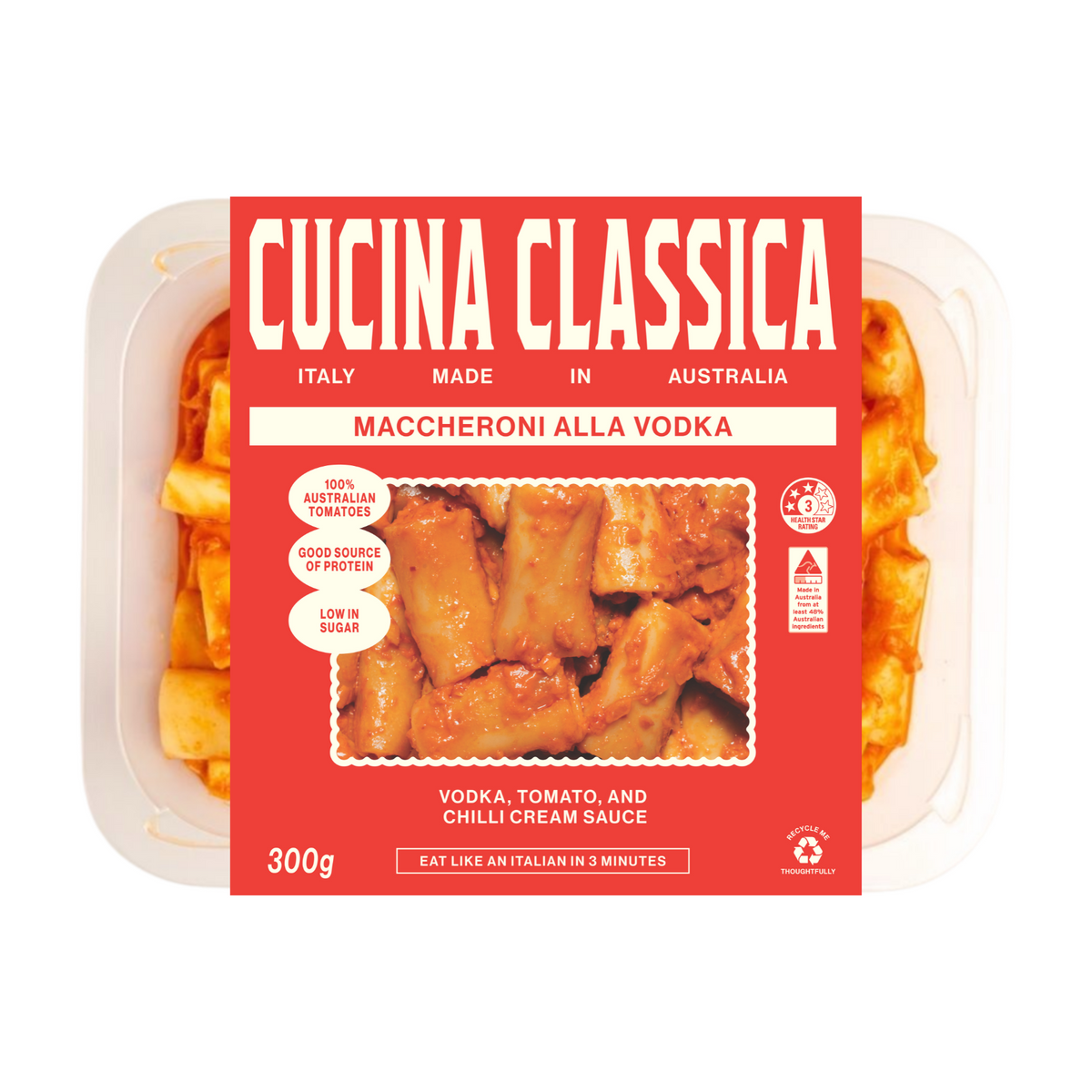 A 300g pack of Cucina Classica Maccheroni Alla Vodka