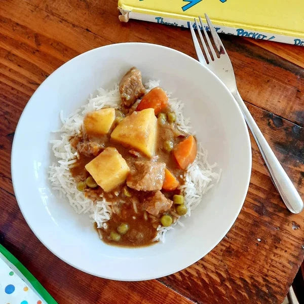 A served portion of din-a-dun Japanese Golden Curry