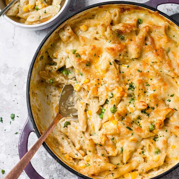 A 1kg serve of din-a-dun Tuna Mornay Bake