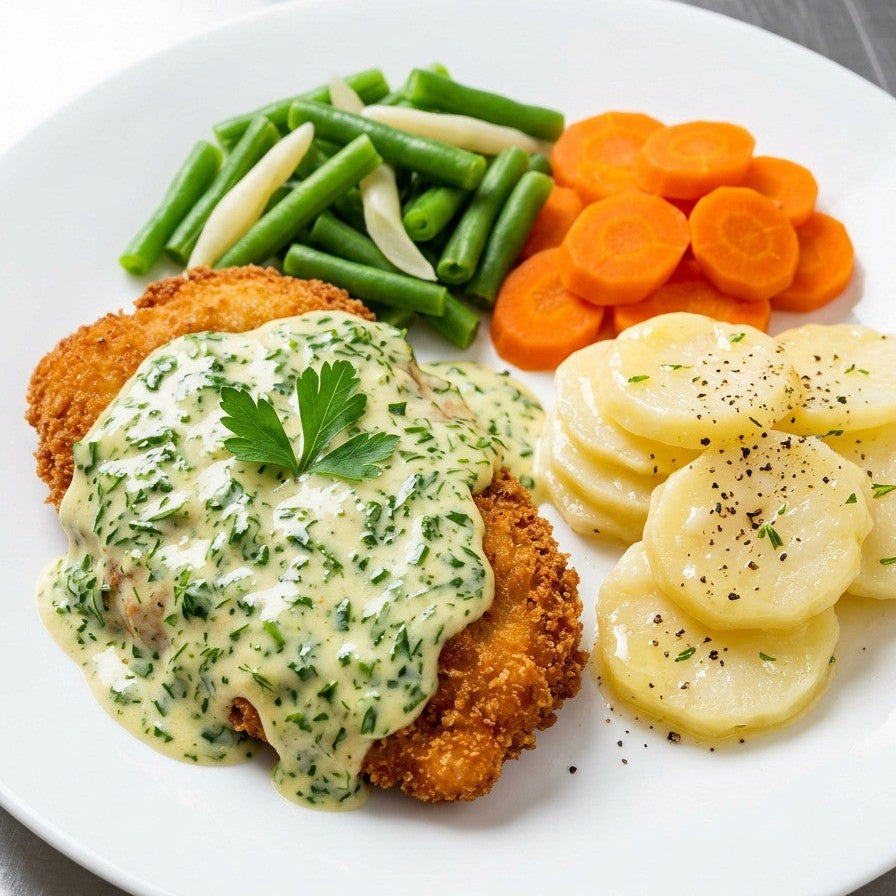 A 500g serve of Dinner King Chicken Florentine