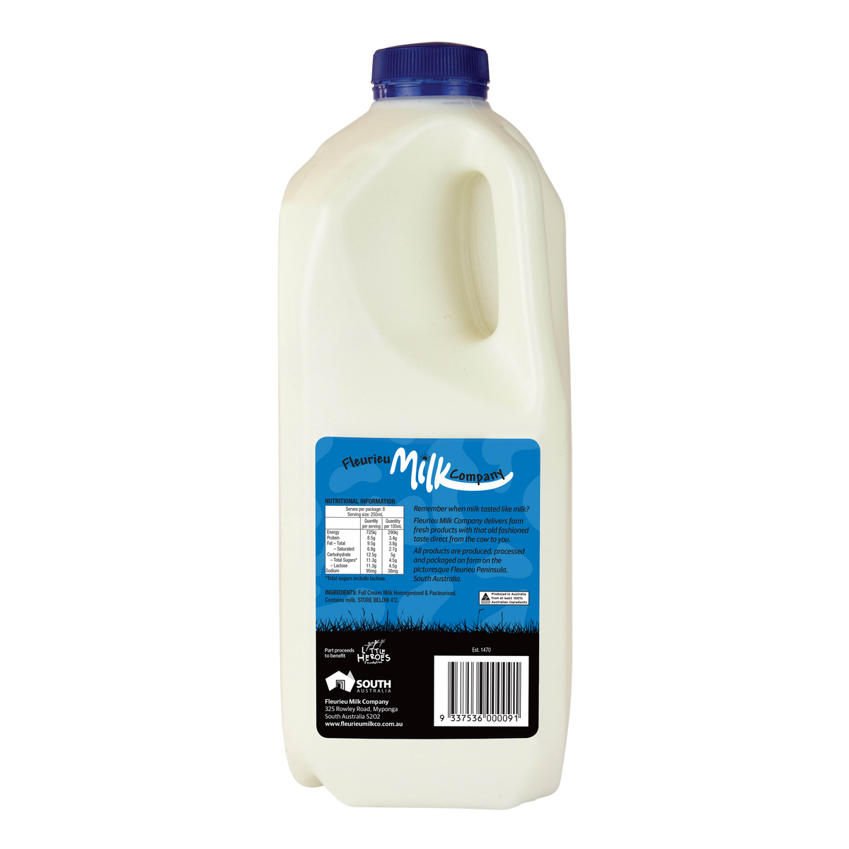 Carton of milk with a blue label on a white background
