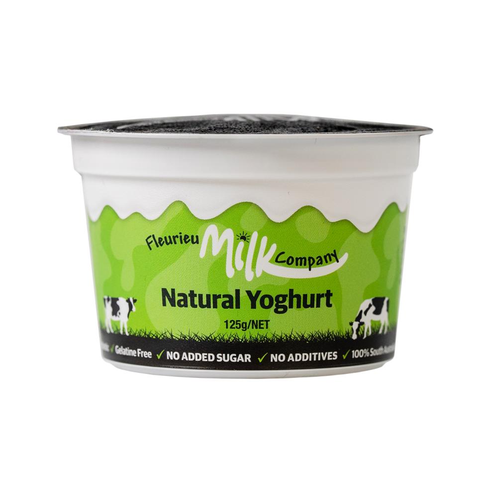 Fleurieu Milk Company natural yoghurt container on a white background
