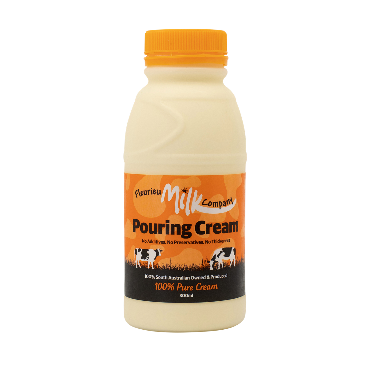 Bottle of Fleurieu Milk Company Pouring Cream on a white background