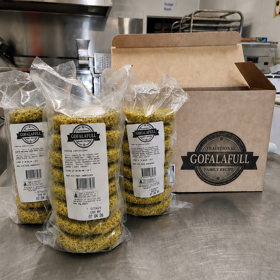 960g packs of Gofalafull Traditional Falafel Burgers