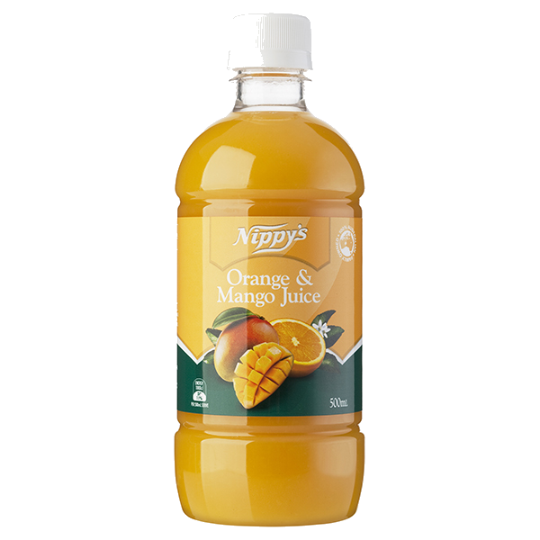 A 500ml bottle of Nippy's Orange and Mango Juice