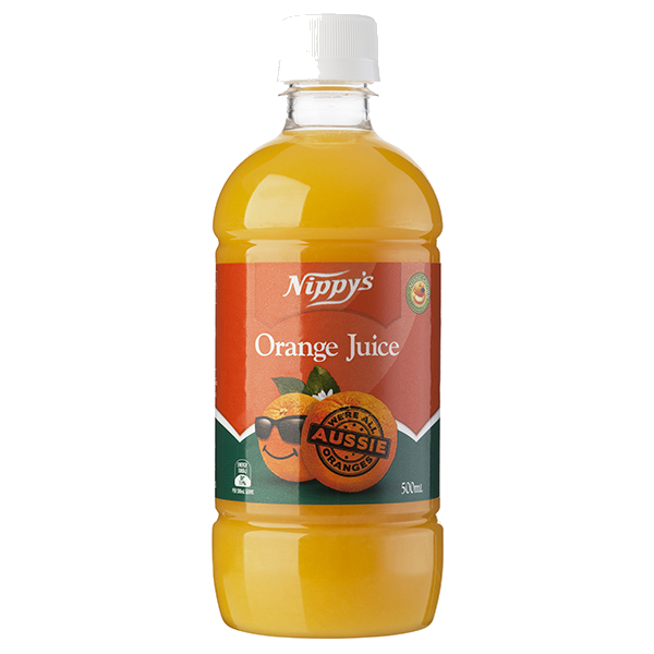 A 500ml bottle of Nippy's Sweetened Orange Juice