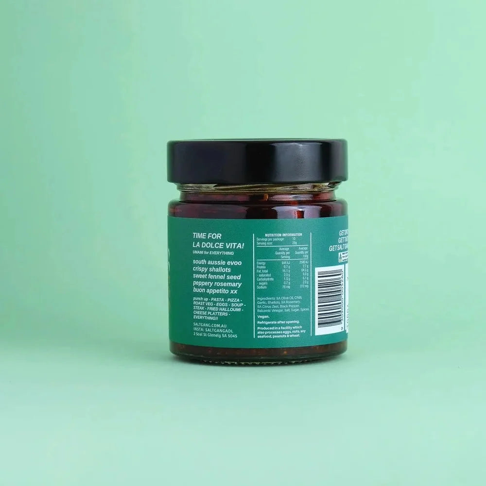 A 250g glass jar of Salt Gang Italo Crisp