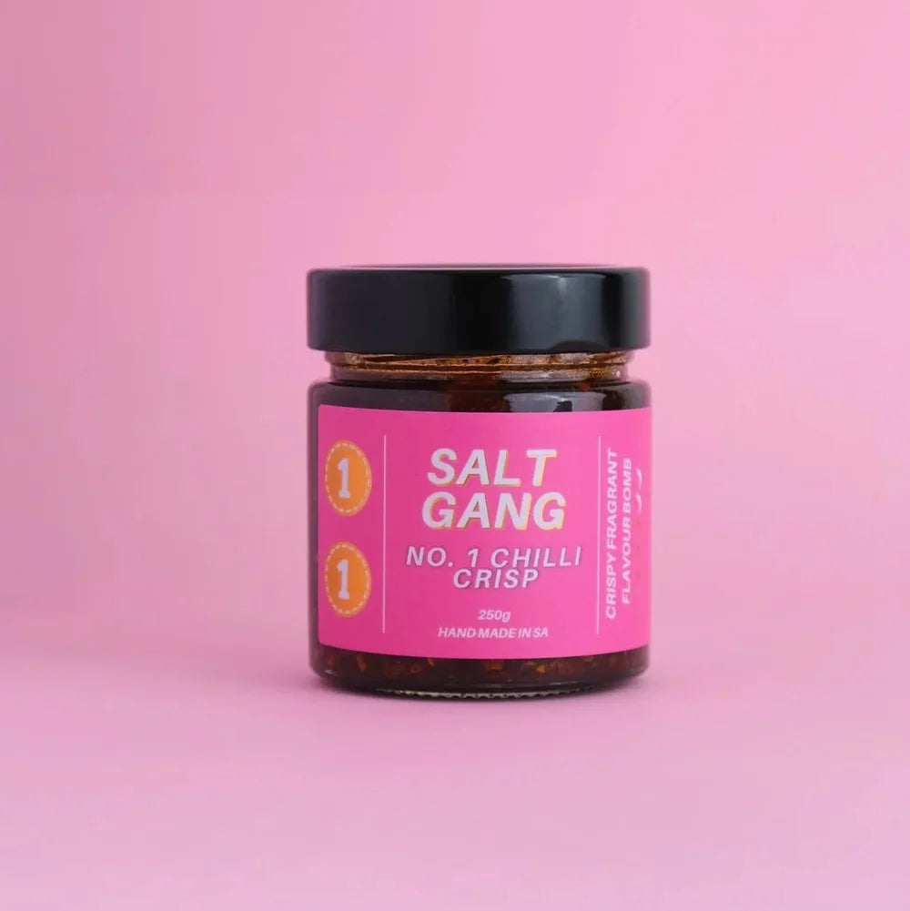 A 250g glass jar of Salt Gang No. 1 Chilli Crisp
