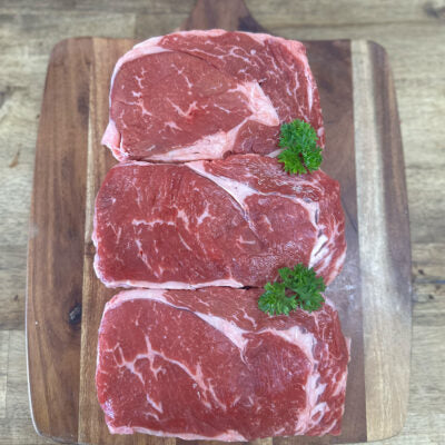 A 350g serve of The Local Meat Glenelg Grass Fed Scotch Fillet Steak