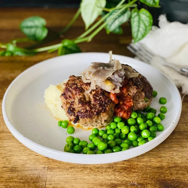 A 345g serving of The Family Cook's Beef Rissoles