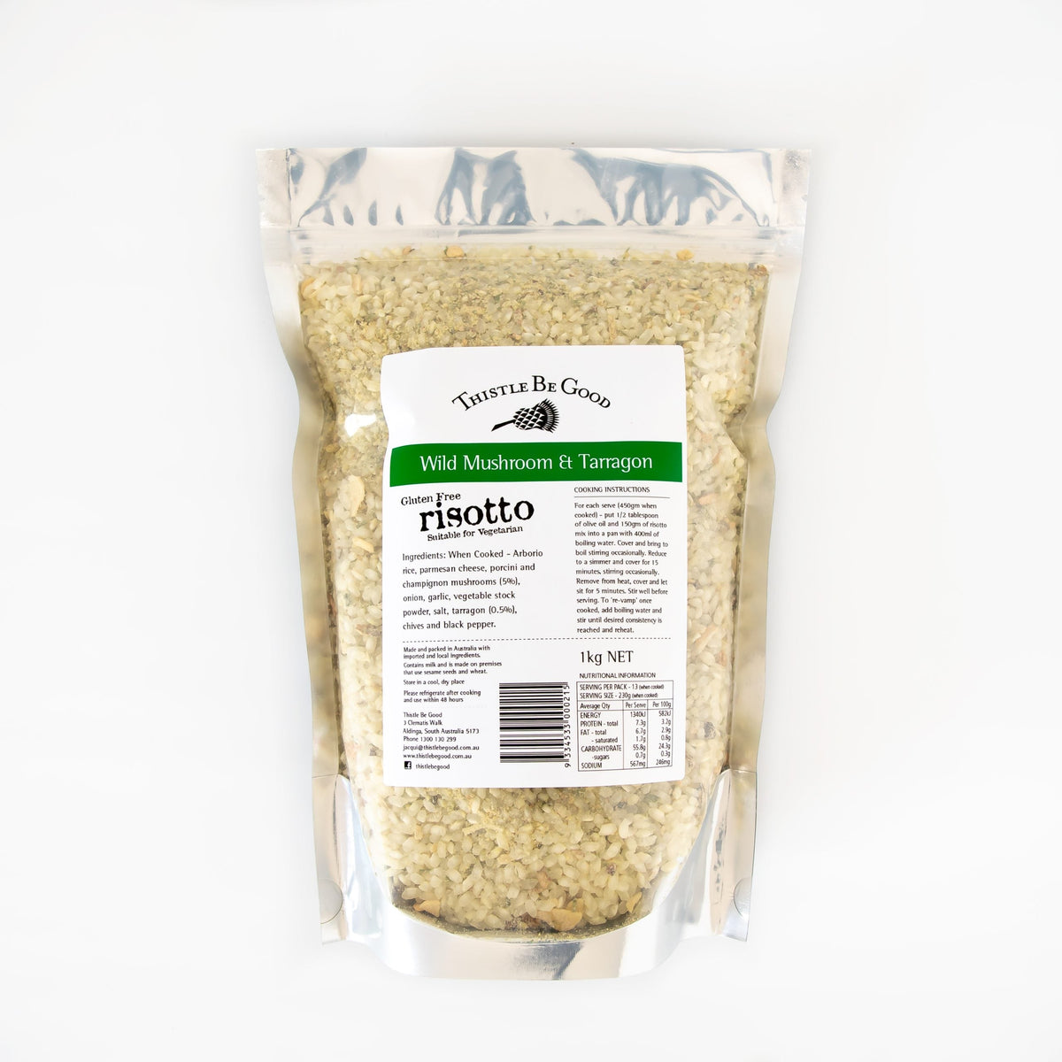 A 1kg pack of Thistle Be Good Wild Mushroom with Tarragon Risotto