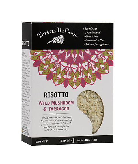A 300g pack of Thistle Be Good Wild Mushroom with Tarragon Risotto
