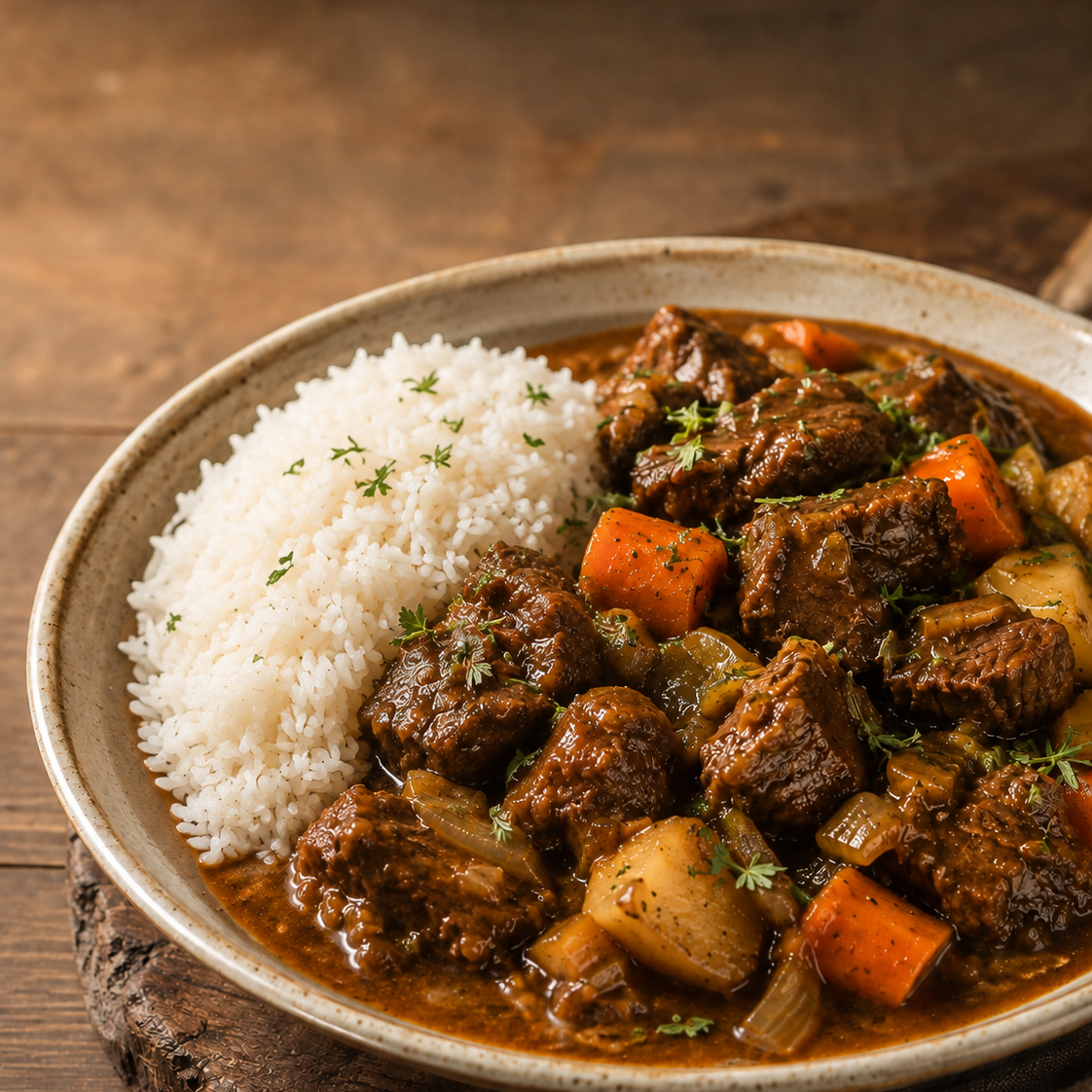 A 350g serve of Truly Malaysian Beef Casserole