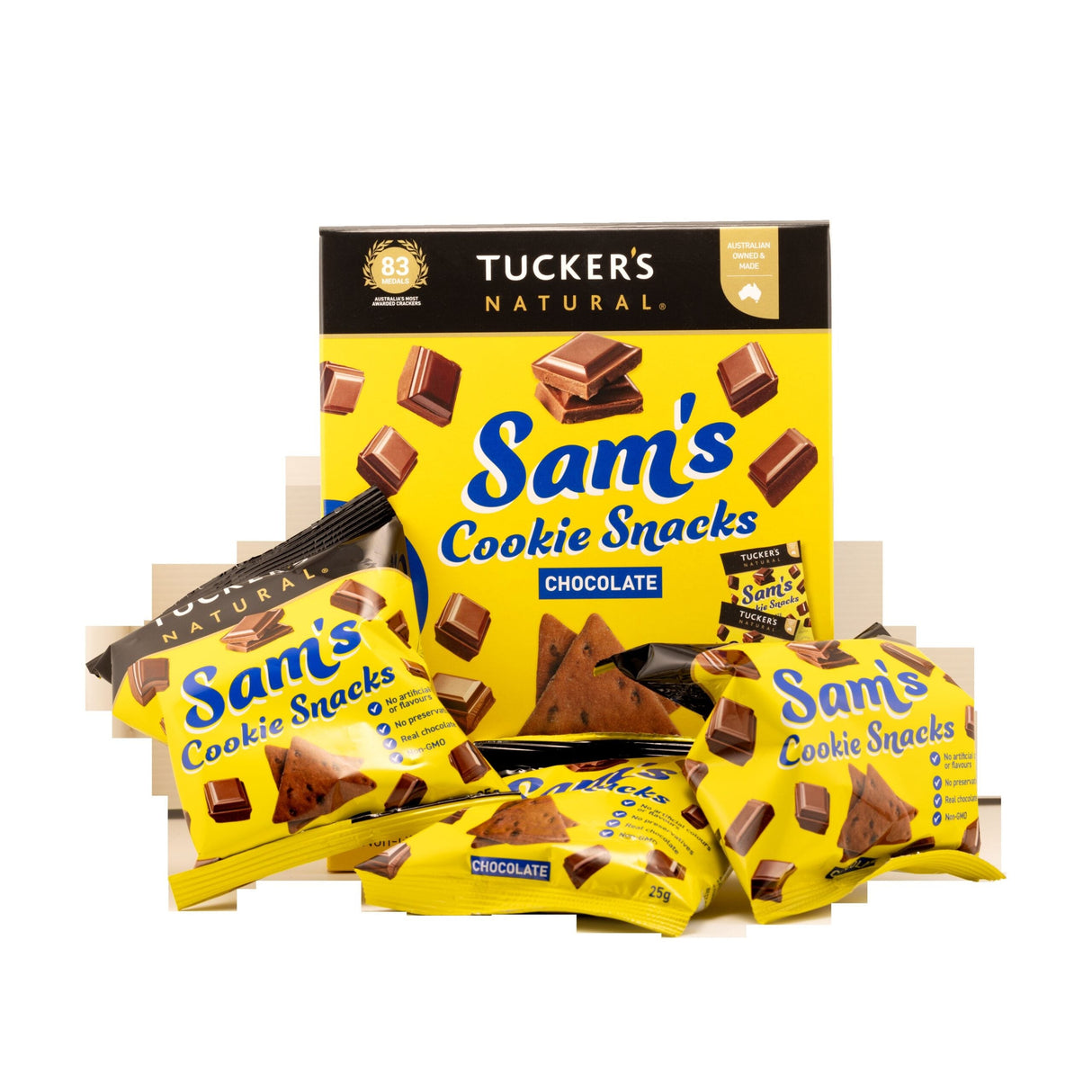 A 12 Pack snack box of Tucker's Natural Sam's Cookie Snacks