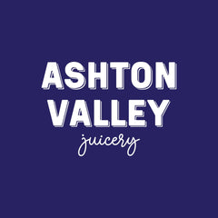 Ashton Valley Juicery logo on a dark blue background