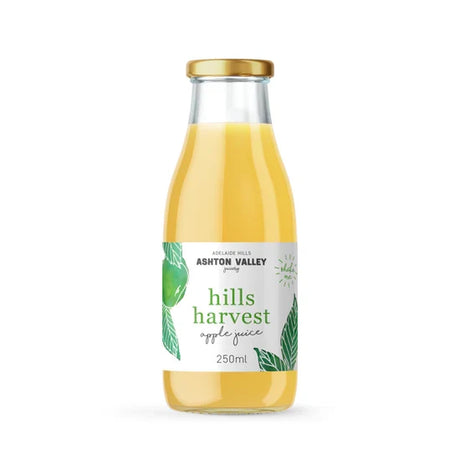 A 250ml glass bottle of Ashton Valley Juicery still cloudy apple juice