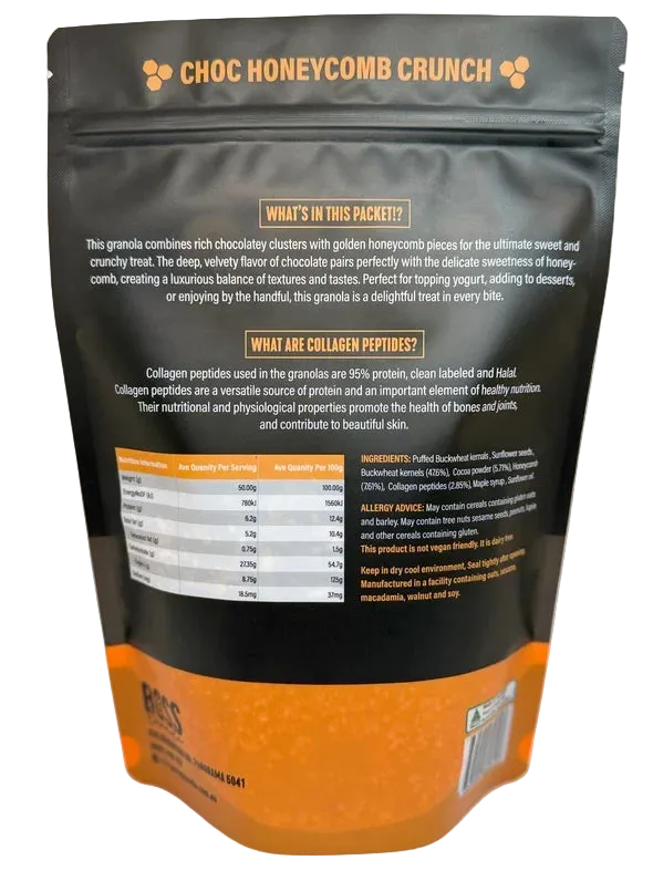 A 300g pack of Boss Granola Choc Honeycomb Crunch