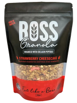 A 450g pack of Boss Granola Strawberry Cheesecake