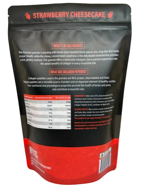 A 450g pack of Boss Granola Strawberry Cheesecake