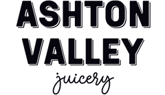 Logo of Ashton Valley Juicery with black text on a white background