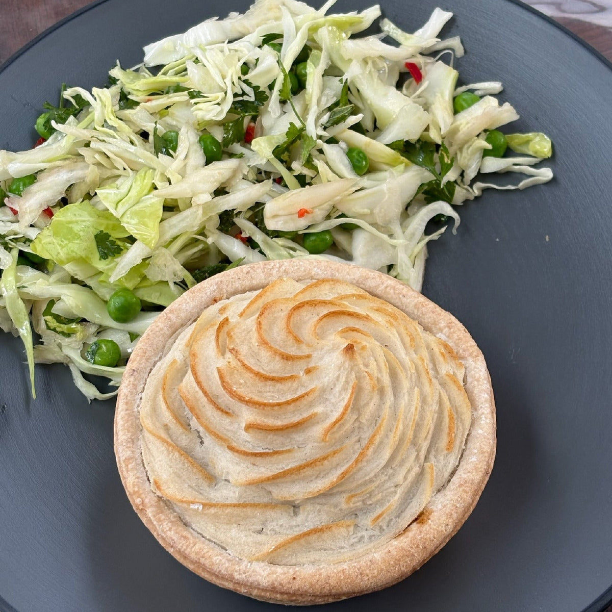 A served Continetal Bakery Potato and Lentil Pie
