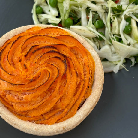A serve of Continental Bakery Sweet Potato and Lentil Pie