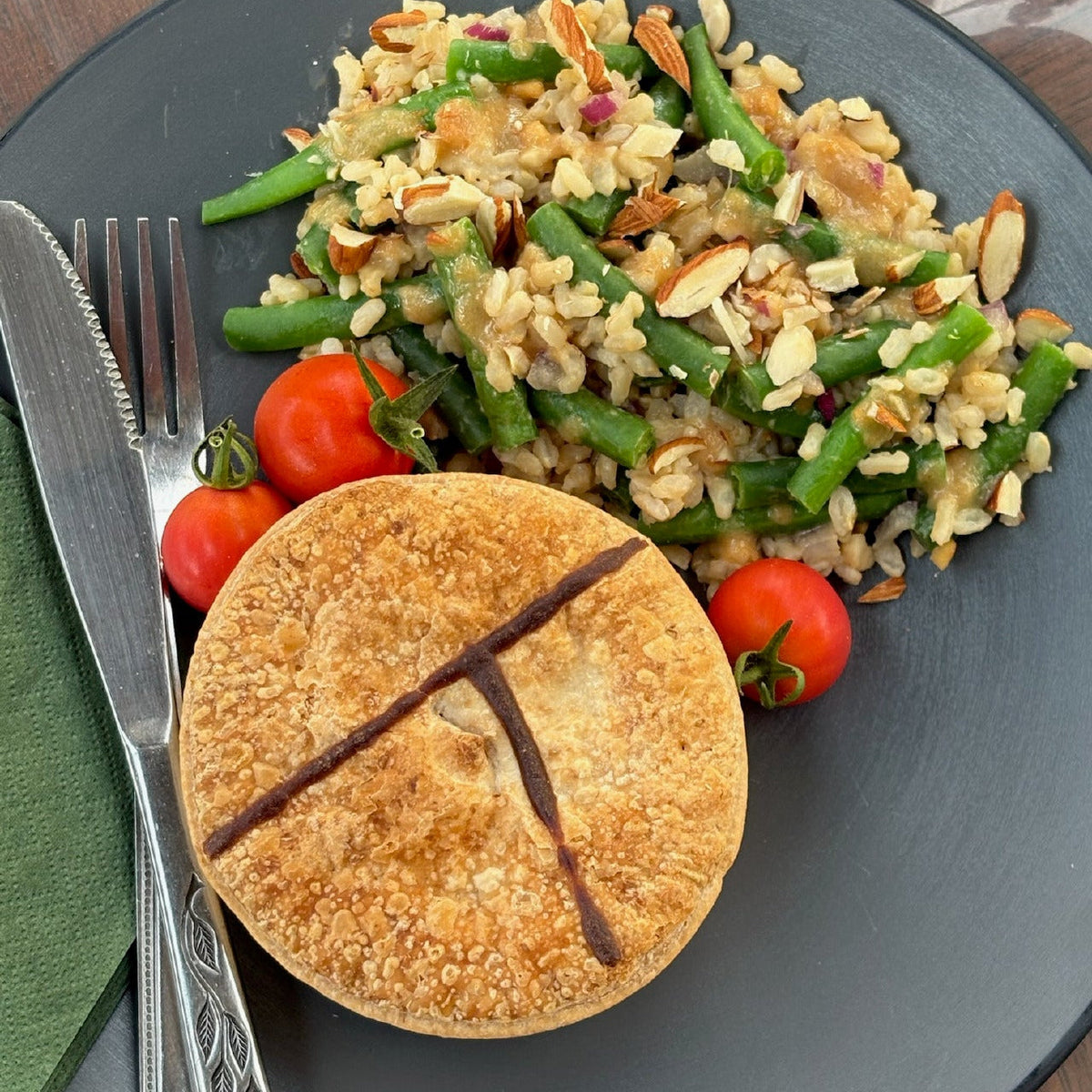 A serve of Continental Bakery Tomato and Lentil Pie