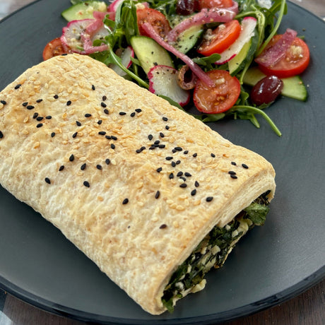 A serve of Continental Bakery Vegan Spinach & Cheese Roll