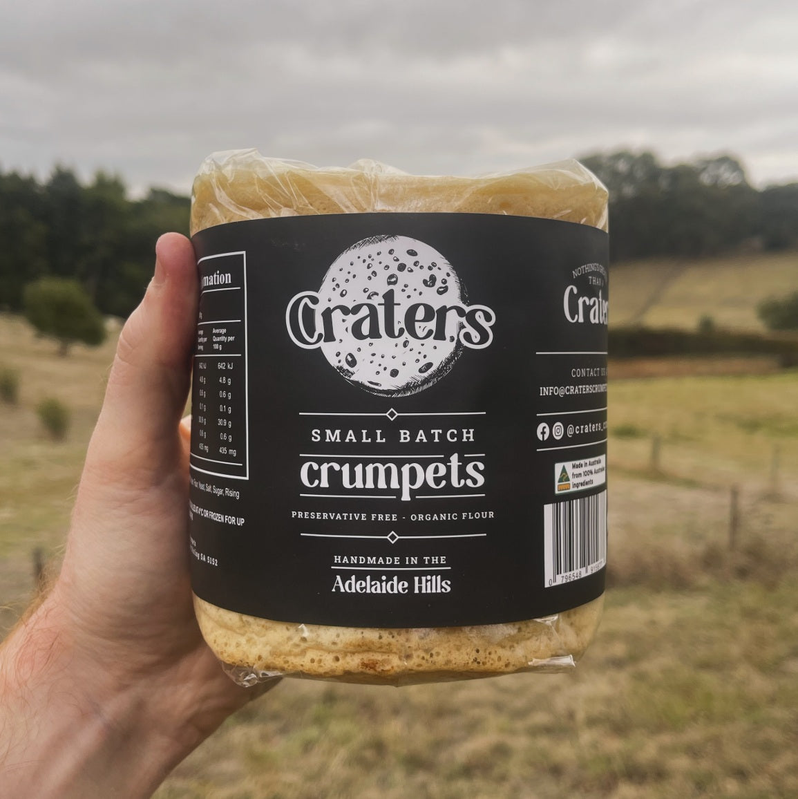 A 6 pack of Large Craters Small Batch Crumpets