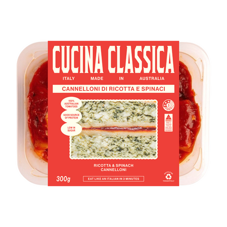Packaged food with 'Cucina Classica' label on a white background