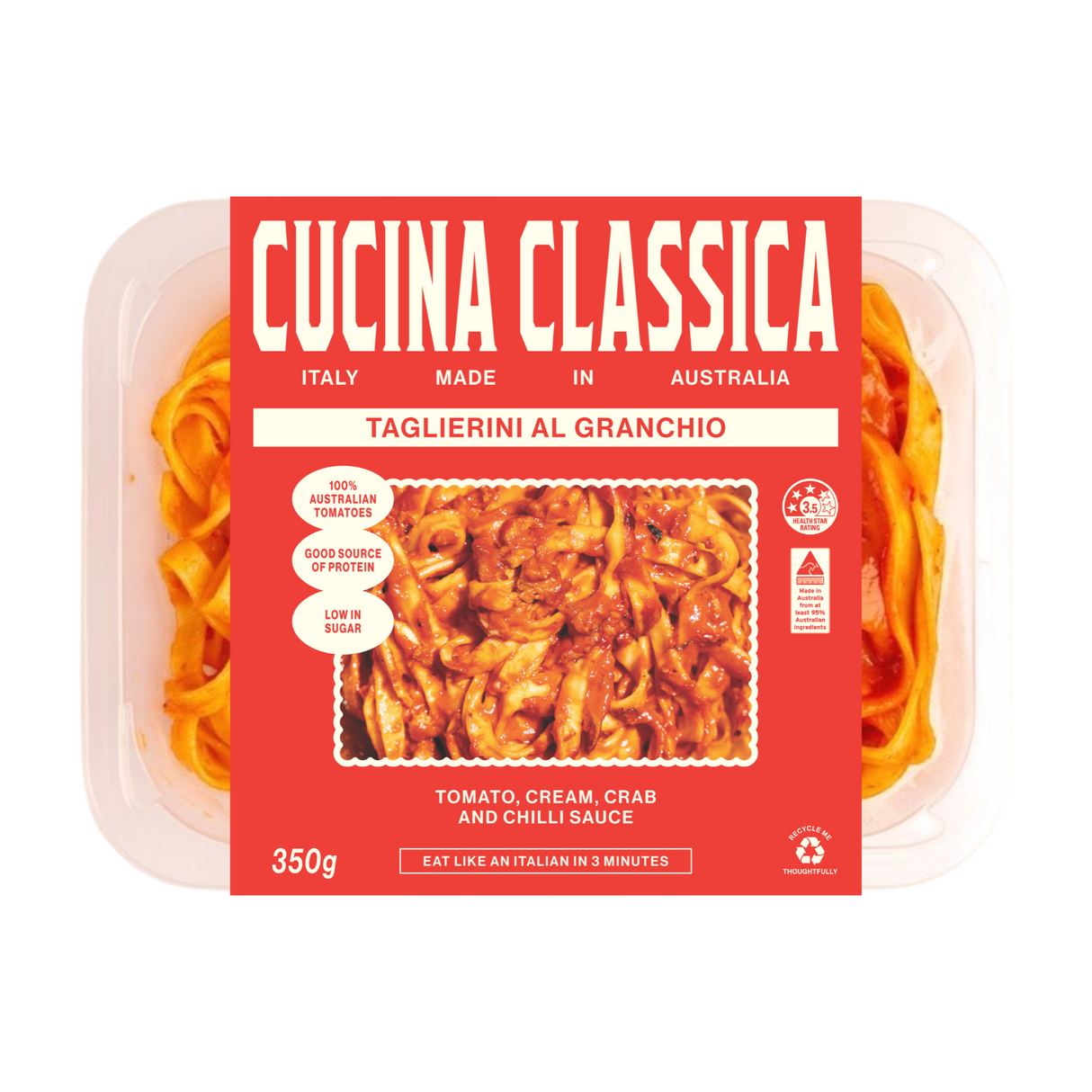 A 350g pack of Cucina Classica Taglierini Al Granchio