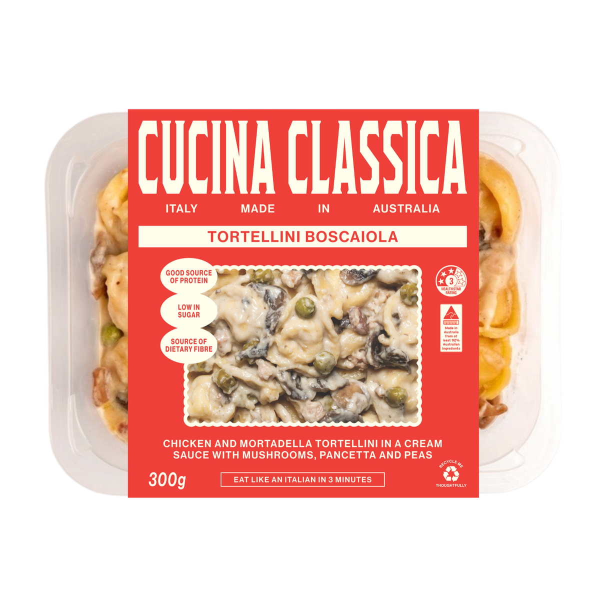 A 300g tub of Cucina Classica Tortellini Boscaiola