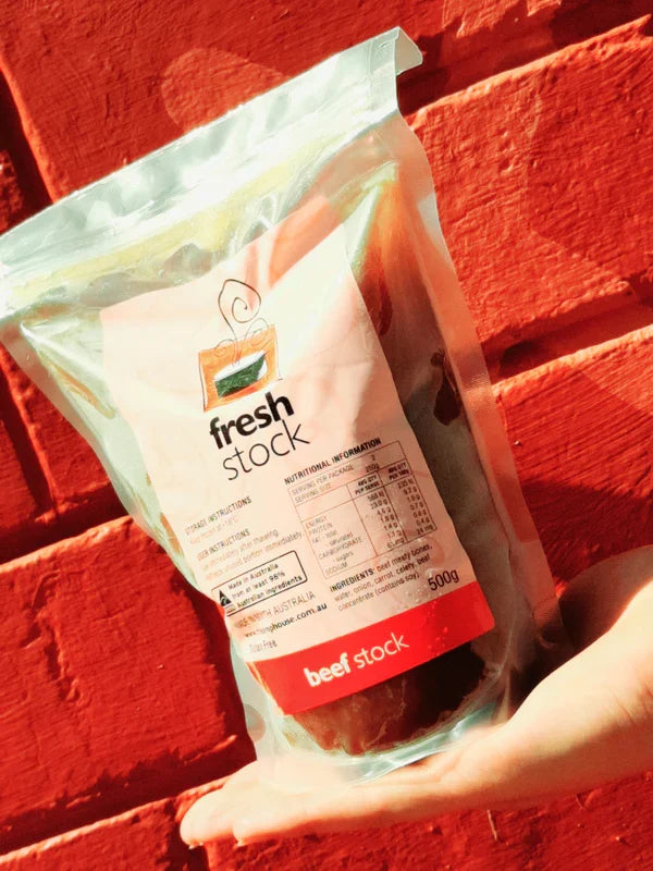 A 500g pouch of din-a-dun Beef Stock