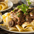 A 1kg serve of din-a-dun Beef Stroganoff