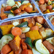 A 1kg tray of din-a-dun Traditional Roast Vegetables