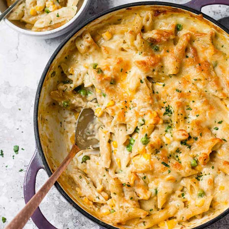 A 1kg serve of din-a-dun Tuna Mornay Bake