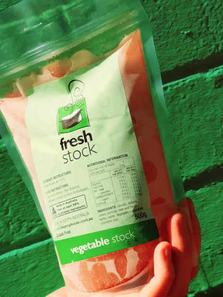 A 500g pouch of din-a-dun Vegetable Stock