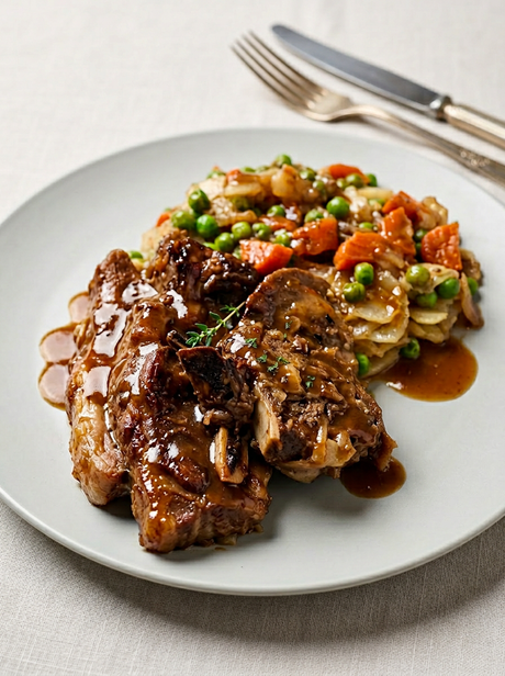 A 550g serve of Dinner King Braised Lamb Chops