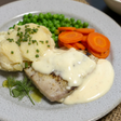 A 450g serve of Dinner King Grilled Fish and White Sauce