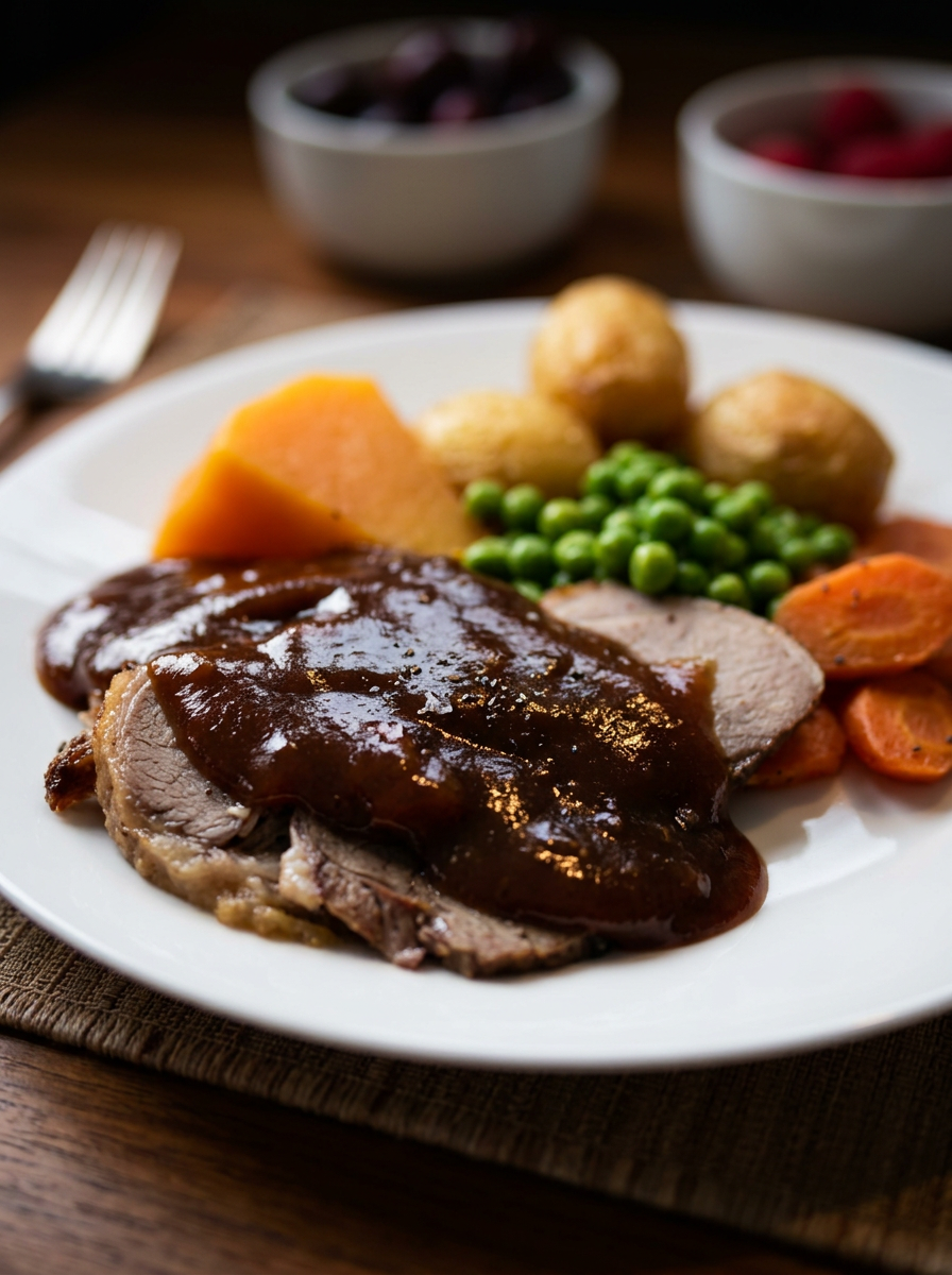 A 500g serve of DInner King Roast Lamb with Veg