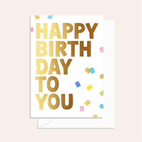 An Elm Paper Birthday Confetti Gold Greeting Card