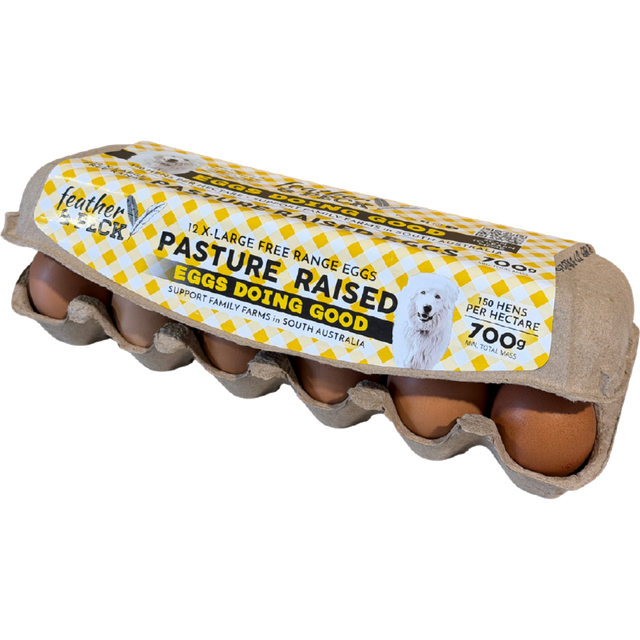 Carton of feather and Peck pasture-raised eggs 700g