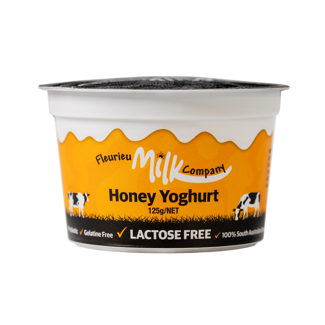 Fleurieu Milk Company honey yoghurt container on a white background