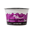 Passionfruit yoghurt container with purple label on a white background