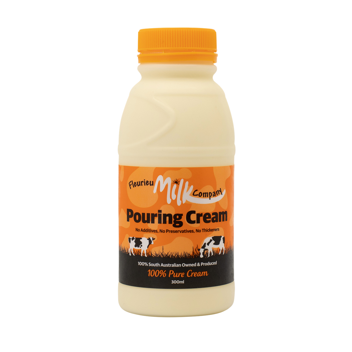 Bottle of Fleurieu Milk Company Pouring Cream on a white background