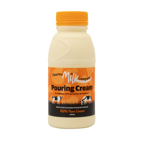 Bottle of Fleurieu Milk Company Pouring Cream on a white background
