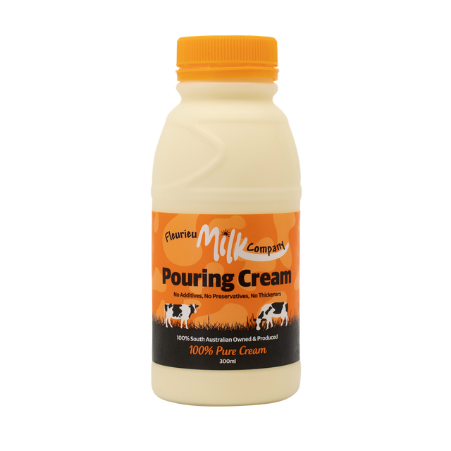 Bottle of Fleurieu Milk Company Pouring Cream on a white background