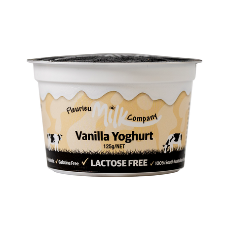 Fleurieu Milk Company vanilla yoghurt container on a white background