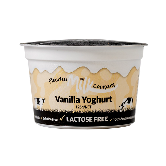 Fleurieu Milk Company vanilla yoghurt container on a white background