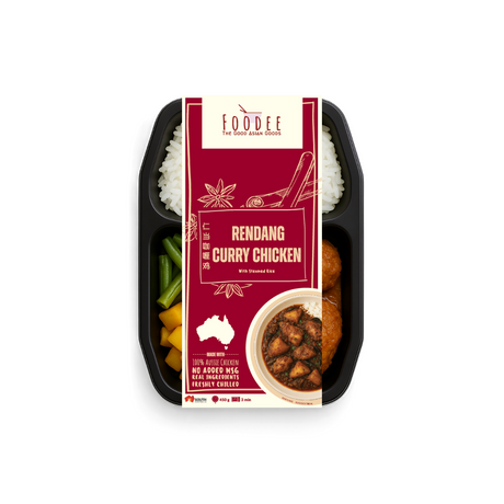 A 450g pack of Foodee Rendang Chicken Curry with Steamed Rice